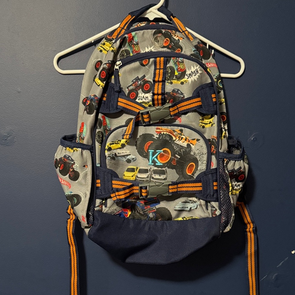Pottery Barn Kids Hotwheels Monster Truck Backpack Grade School Size